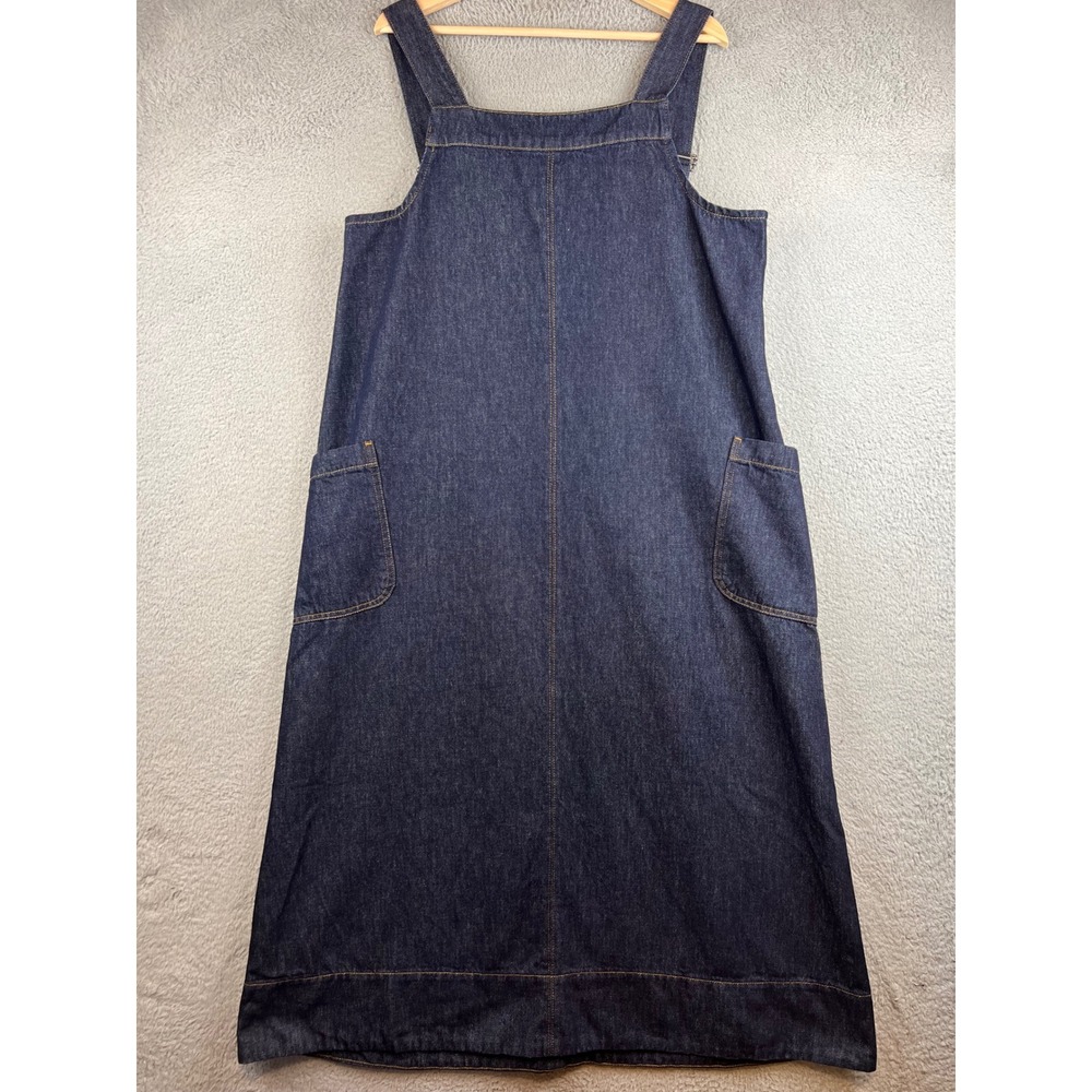 New ALIGNE Moss Pinafore Dress Indigo Denim Midi Pocket UK 16 EU 44 US 12